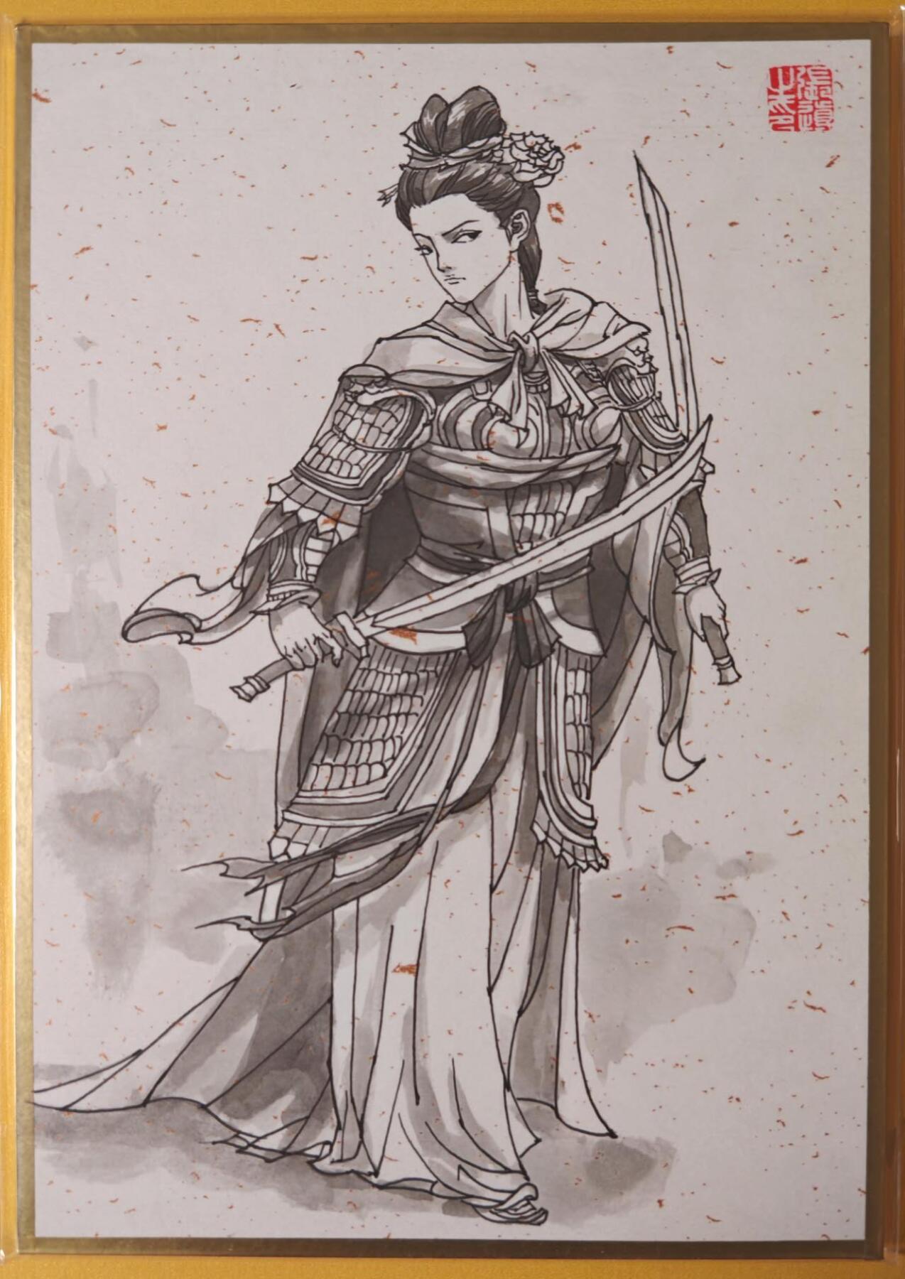 趣卡卡拍No.26期（新年场，马年大吉）（无佣金免手续费，分享成交有奖） 【手绘卡原卡，A5色纸大卡】超吉梦-天命西游-张导绘-八仙过海签绘色纸卡1张（A5尺寸）（张导-马下扈三娘）