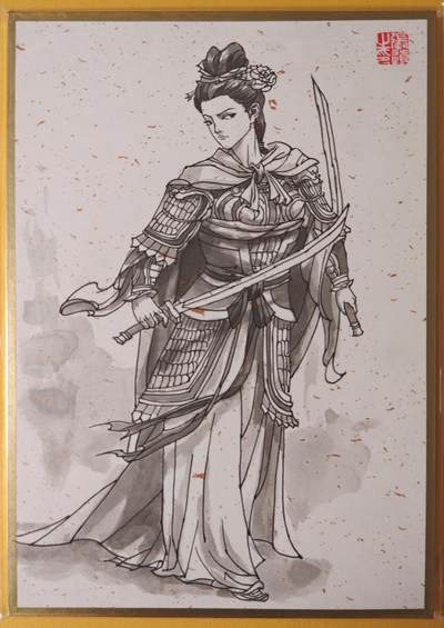 趣卡卡拍No.26期（新年场，马年大吉）（无佣金免手续费，分享成交有奖） - 【手绘卡原卡，A5色纸大卡】超吉梦-天命西游-张导绘-八仙过海签绘色纸卡1张（A5尺寸）（张导-马下扈三娘）