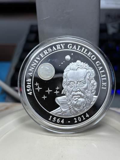第191期拍卖 - 库克2014年伽利略诞辰450周年精制镶月亮石银币 999银2盎司 发行量：999 