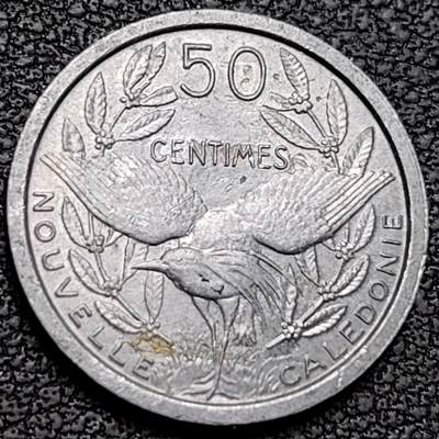 泉币菌-第188场- 迎情人节专场 本场拍品多 请提前出价（本周五和之前拍的 2月14日发货） - 1949年 法属新喀里多尼亚50分铝币 飞鸟 18mm 纪念币铜钱