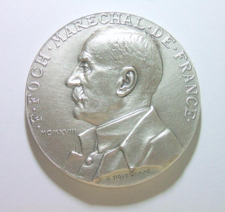 【艺术】法国艺术大章 一战法国福煦元帅 高浮雕精制超大镀银章 68MM厚6MM 196克