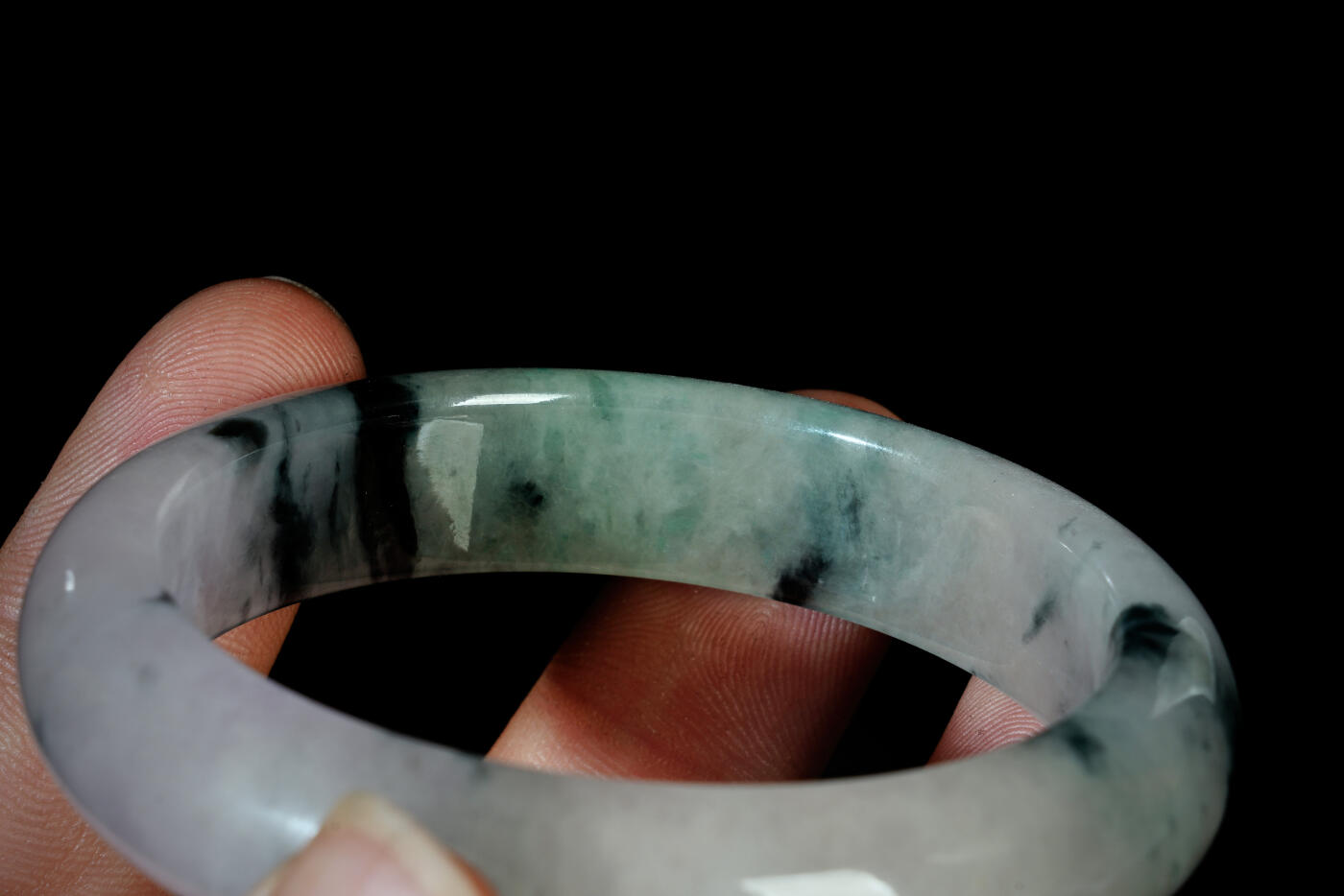 上海都达杂项专场三十一【全场包邮】  天然冰种飘花翡翠手镯89-41