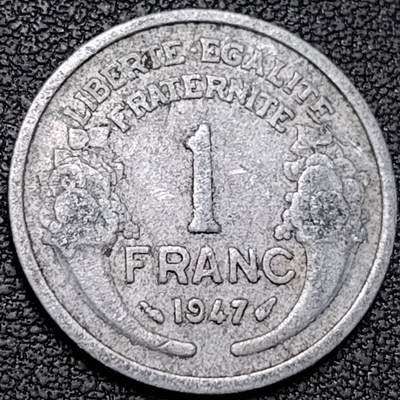 泉币菌-第188场- 迎情人节专场 本场拍品多 请提前出价（本周五和之前拍的 2月14日发货） - 法兰西女神 法国1947年1法郎铝硬币 23mm 