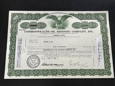 西秦中古拍卖第七十七期 2026马年新春专场 本场拍品年初九发出 - 1953年美国石油公司100股股票
