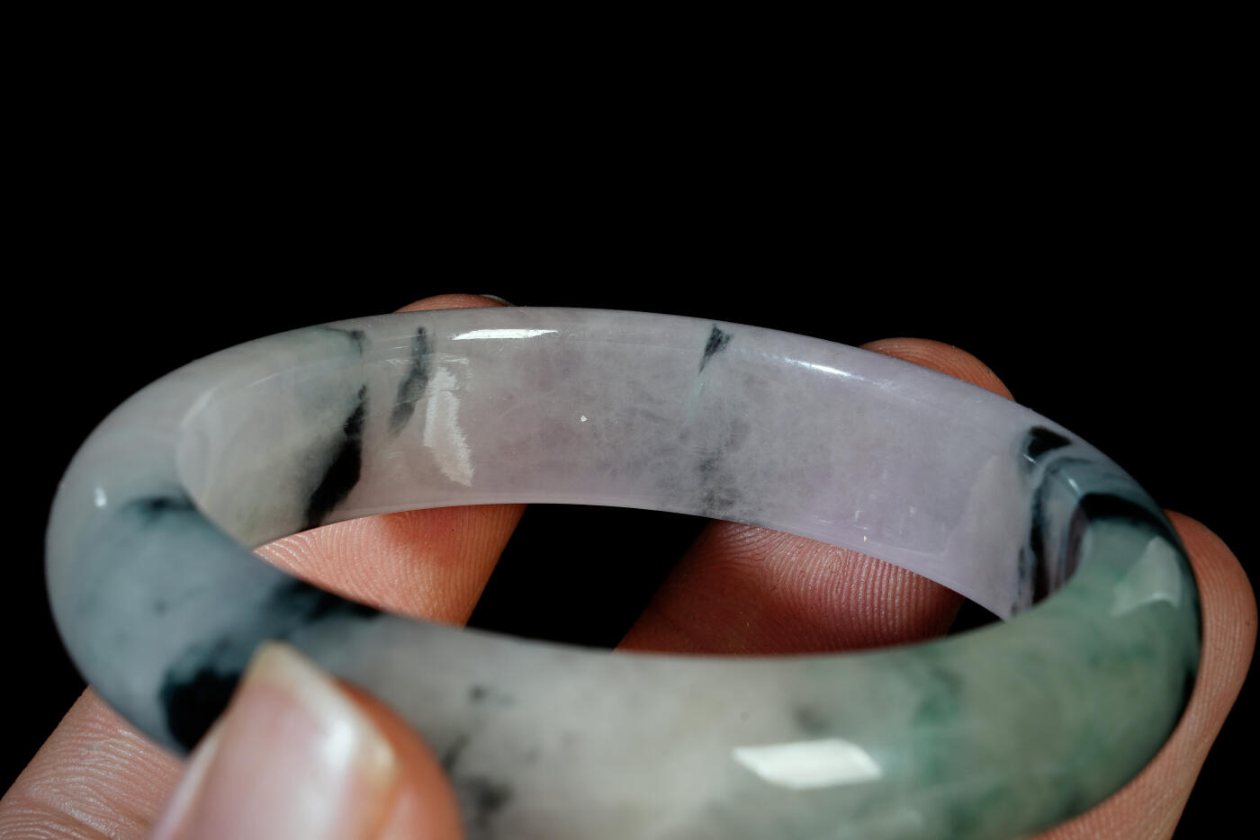 上海都达杂项专场三十一【全场包邮】  天然冰种飘花翡翠手镯89-41