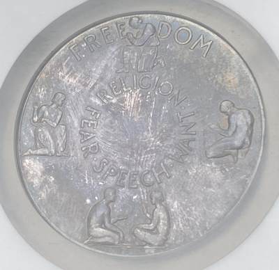 万国钱币拍卖第061期（马年首拍） NGC MS63 1946年联合国货币一体化银铜样币两枚套装 原味五彩环绕 NGC老白盒收藏级品质