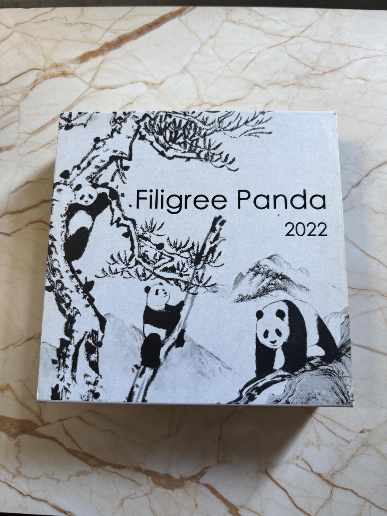 第191期拍卖 所罗门2022年中国熊猫币40周年镂空掐丝2盎司银币，999银镀金，发行1888枚