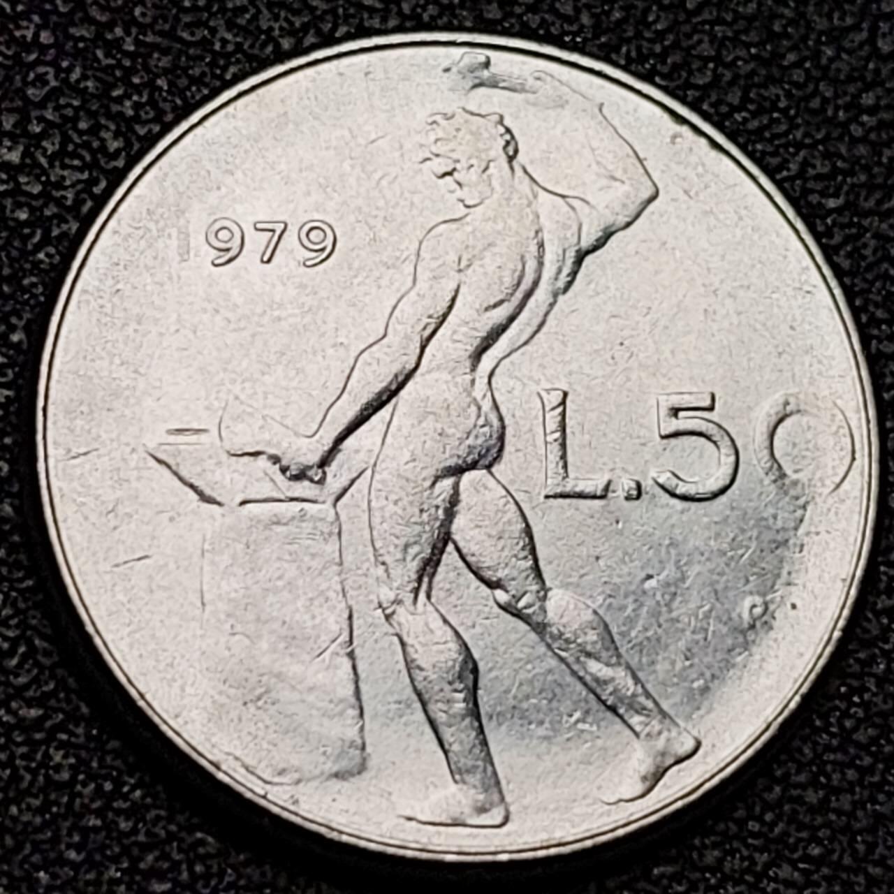 泉币菌-第188场- 迎情人节专场 本场拍品多 请提前出价（本周五和之前拍的 2月14日发货） 意大利 1979年 50里拉 锻冶之神 伍尔坎 24mm