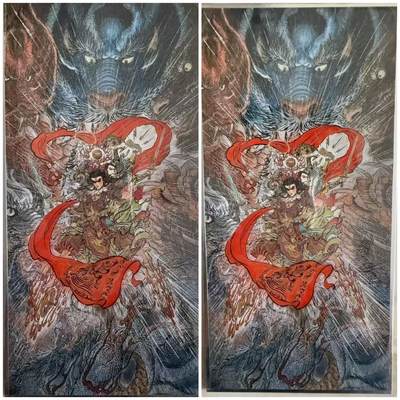 周四第100期阳大大卡牌拍卖第100期（持续收拍品，周六晚上九点截拍，进群福利早知道） - 【色纸】昆仑万象 权迎东 哪吒闹海 色纸2张