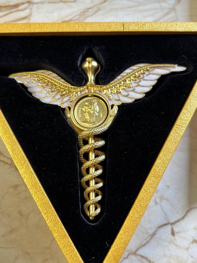 第191期拍卖 - 萨摩亚2025年墨丘利双蛇权杖2盎司银币中间可翻转，999银，发行699枚