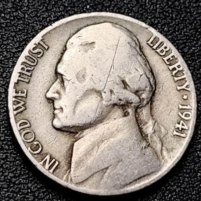 泉币菌-第192场- 除夕专场-新年快乐 本场拍品多 请提前出价（年后发货） - 美国1941年5美分纪念币 杰斐逊 及 故居蒙蒂塞洛庄园 21mm 