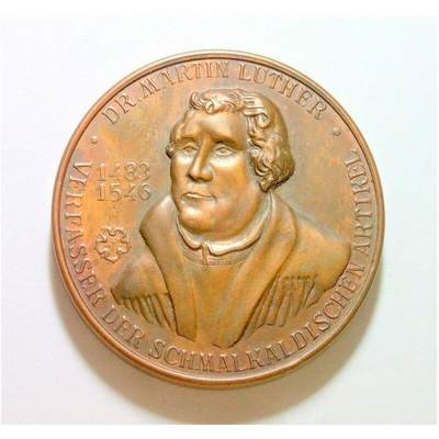 德国1983年 马丁路德及故居高浮雕精制大铜章 42MM - 德国1983年 马丁路德及故居高浮雕精制大铜章 42MM