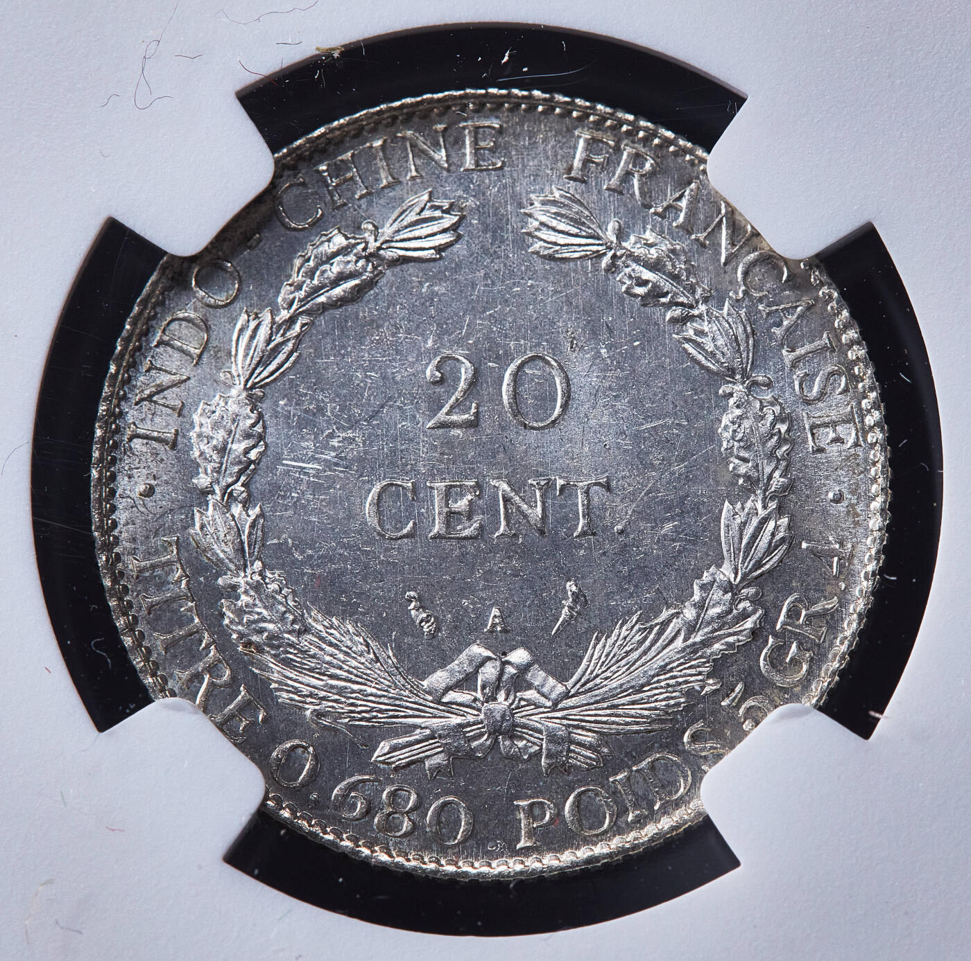 【俄甄集藏】马年新春第一拍 2026年(048)02-25星期三 晚 19:30 全场包邮 法属印度支那1930年坐洋20分银币，NGC MS64，少见年份，转光品相