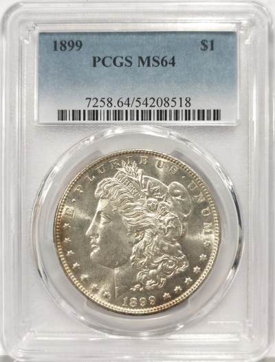 博洋堂蛇年收官专场暨第161期（全场包邮） - PCGS MS64 美国1899 摩根 稀有年份版别 打制深俊 十字转光
