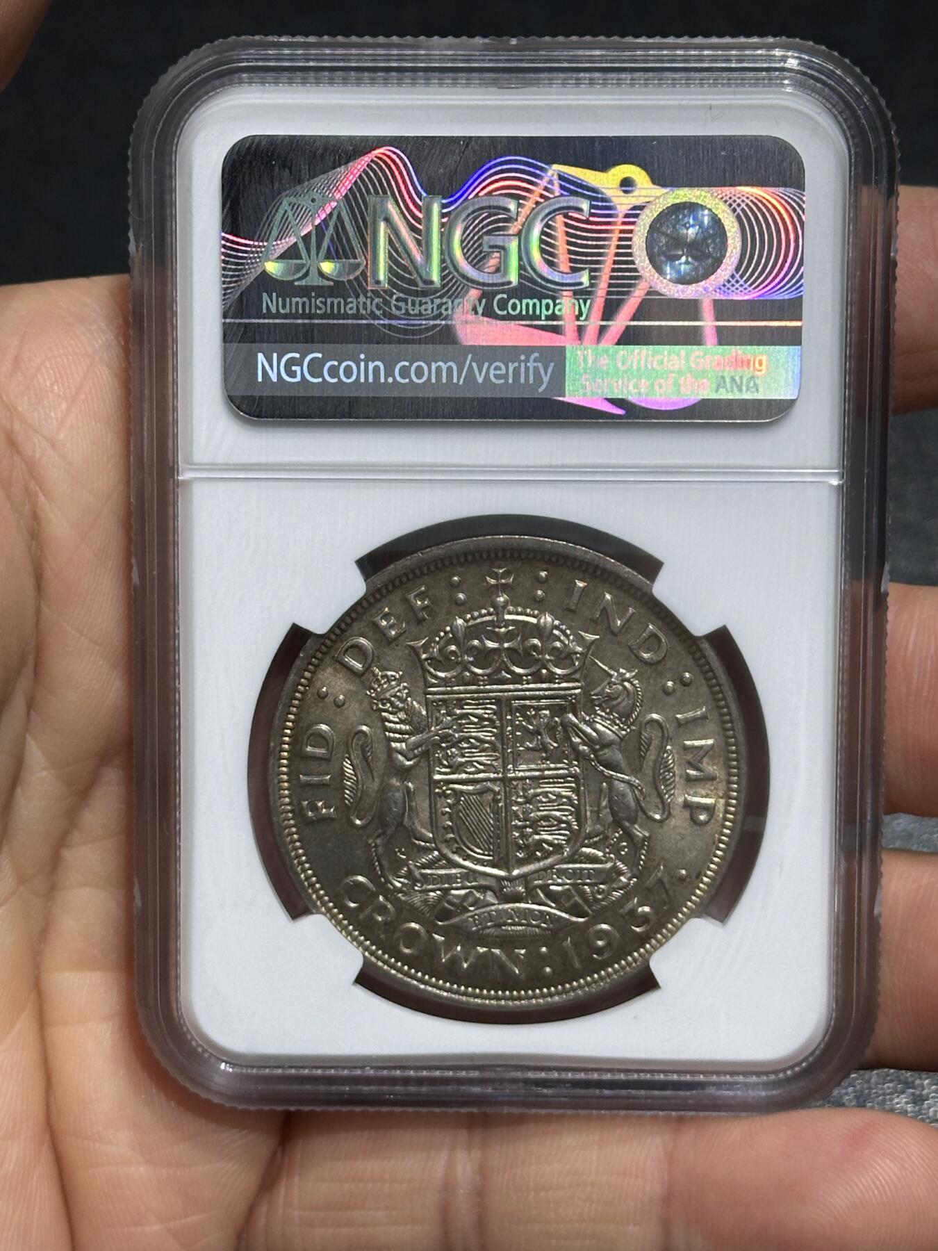 《外钞收藏家》第六百一十一期（农历新年第一场/快递恢复正常再发货）（长期征集拍品、欢迎藏友们联系合作） 1937年英国乔治六世 克朗 银币 NGC MS63