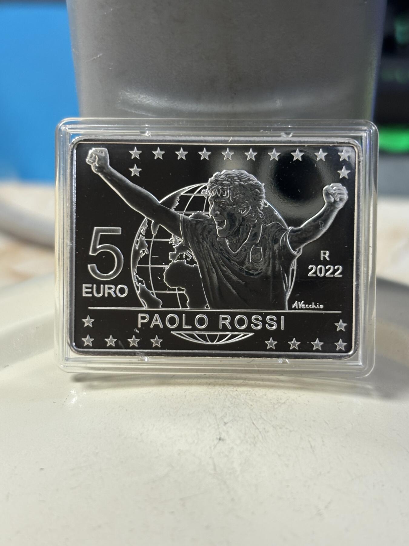 第191期拍卖 意大利2022年足球名将保罗·罗西夺冠40周年银币，925银，18克，发行6000枚