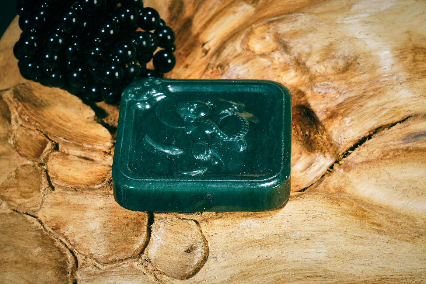 上海都达杂项专场三十一【全场包邮】  和田玉青玉精雕《逍遥佛》挂件89-35