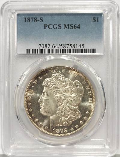 博洋堂蛇年收官专场暨第161期（全场包邮） - PCGS MS64 美国1878 S 摩根 首年高分 全深打 十字转光
