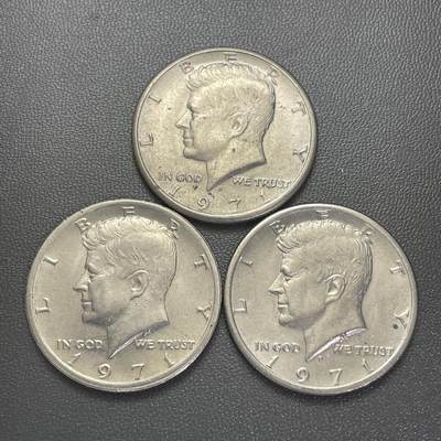 回流0301 - 美国1971年肯尼迪总统半圆3枚