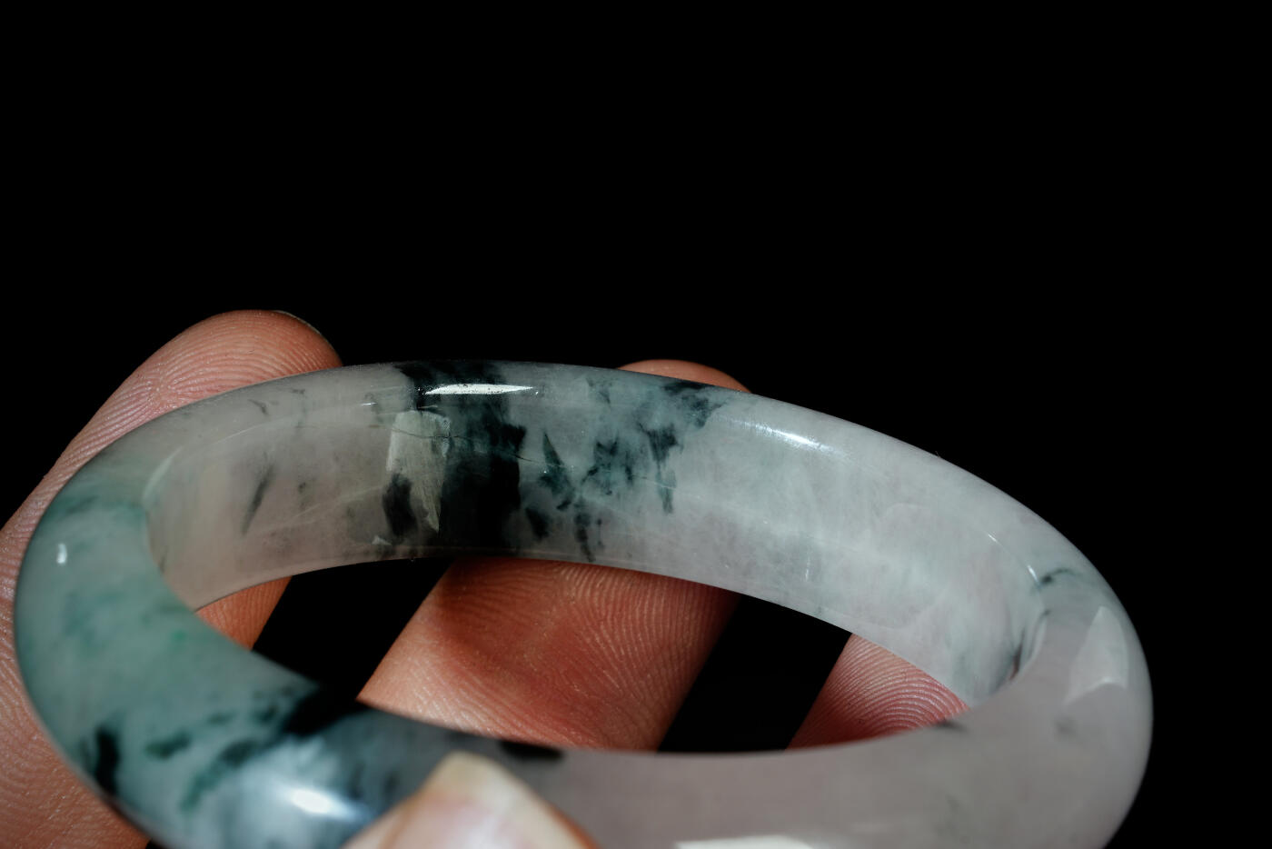 上海都达杂项专场三十一【全场包邮】  天然冰种飘花翡翠手镯89-41