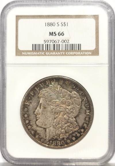 博洋堂蛇年收官专场暨第161期（全场包邮） - NGC MS66 美国1880 S 摩根 双面五彩包浆 老盒严评