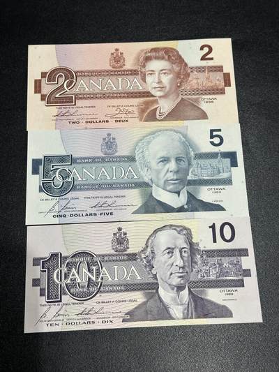 《外钞收藏家》第六百一十一期（农历新年第一场/快递恢复正常再发货）（长期征集拍品、欢迎藏友们联系合作） - 加拿大鸟版2、5、10元 三张一起 全新