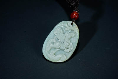 上海都达杂项专场三十一【全场包邮】  - 天然和田玉精雕《马上有钱》挂件 89-101