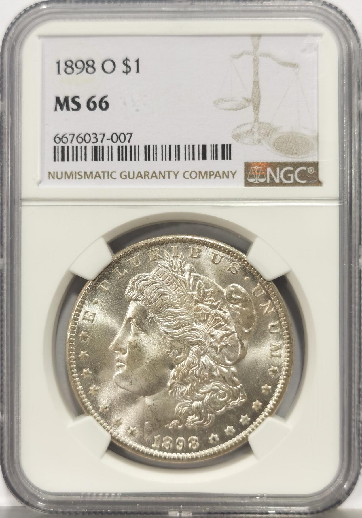 博洋堂蛇年收官专场暨第161期（全场包邮） NGC MS66 美国1898 O 摩根 转光犀利 底板完美