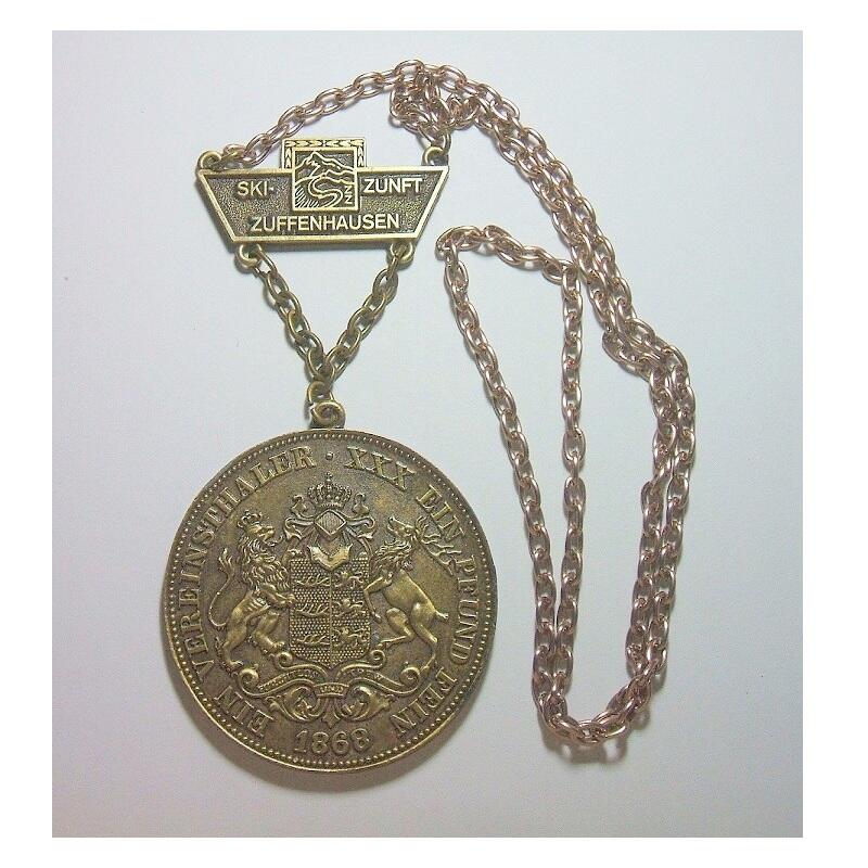 【艺术】德国艺术大章 狮鹿盾徽高浮雕精制超大铜章 带铭牌+项链 60MM 88克