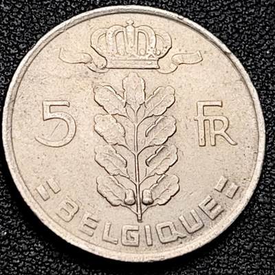泉币菌-第192场- 除夕专场-新年快乐 本场拍品多 请提前出价（年后发货） - 比利时1975年5法郎铜镍币（佛兰芒文版BELGIË），谷物女神，24mm