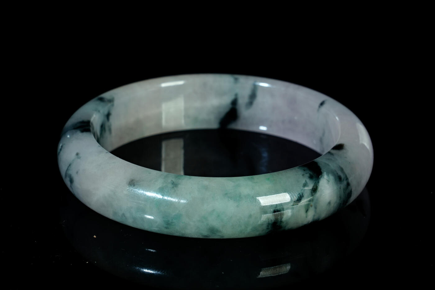 上海都达杂项专场三十一【全场包邮】  天然冰种飘花翡翠手镯89-41