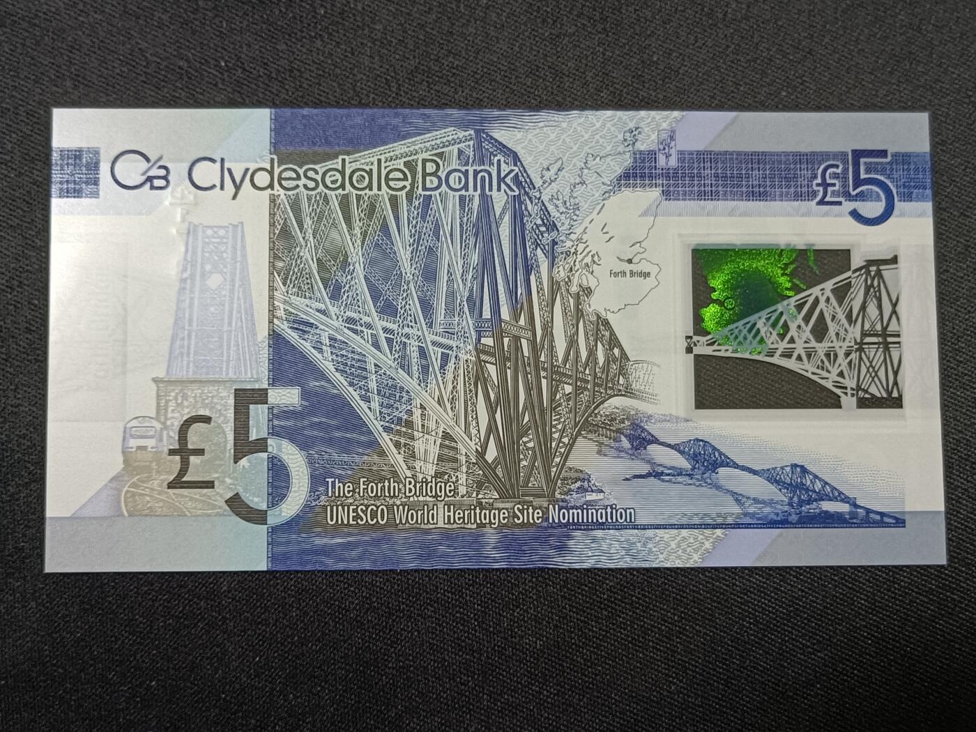 【游宝拍卖】丙午蛇马年第1期 苏格兰-5镑【2015年 苏格兰大桥纪念钞 全新UNC】