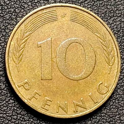 泉币菌-第188场- 迎情人节专场 本场拍品多 请提前出价（本周五和之前拍的 2月14日发货） - 联邦德国1971年 10芬尼硬币 橡树麦穗  银行版 21.5mm