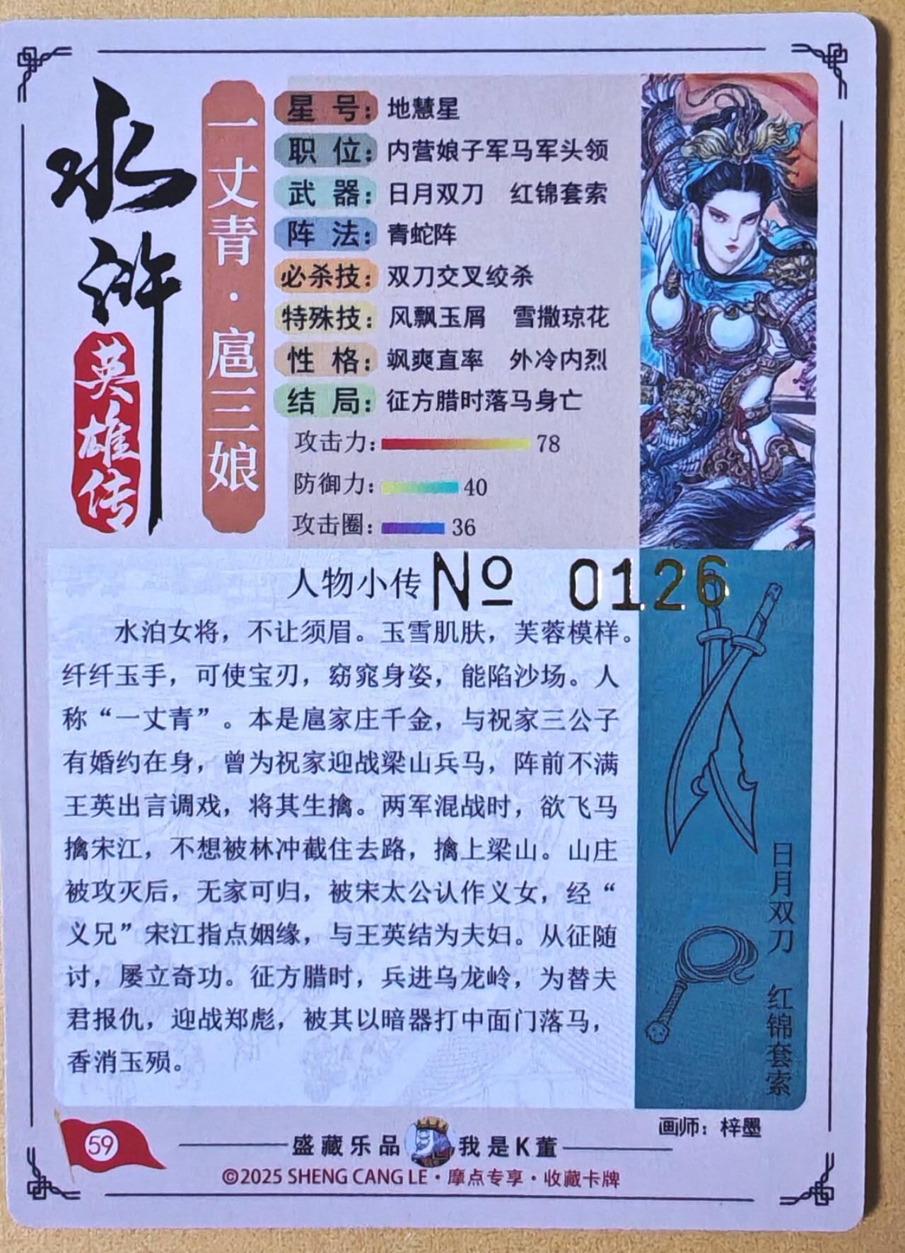 趣卡卡拍No.26期（新年场，马年大吉）（无佣金免手续费，分享成交有奖） 【限编特卡，流沙粗闪】大卡道-道义水浒 梓墨-战斗扈三娘联名限编特卡（编号126）