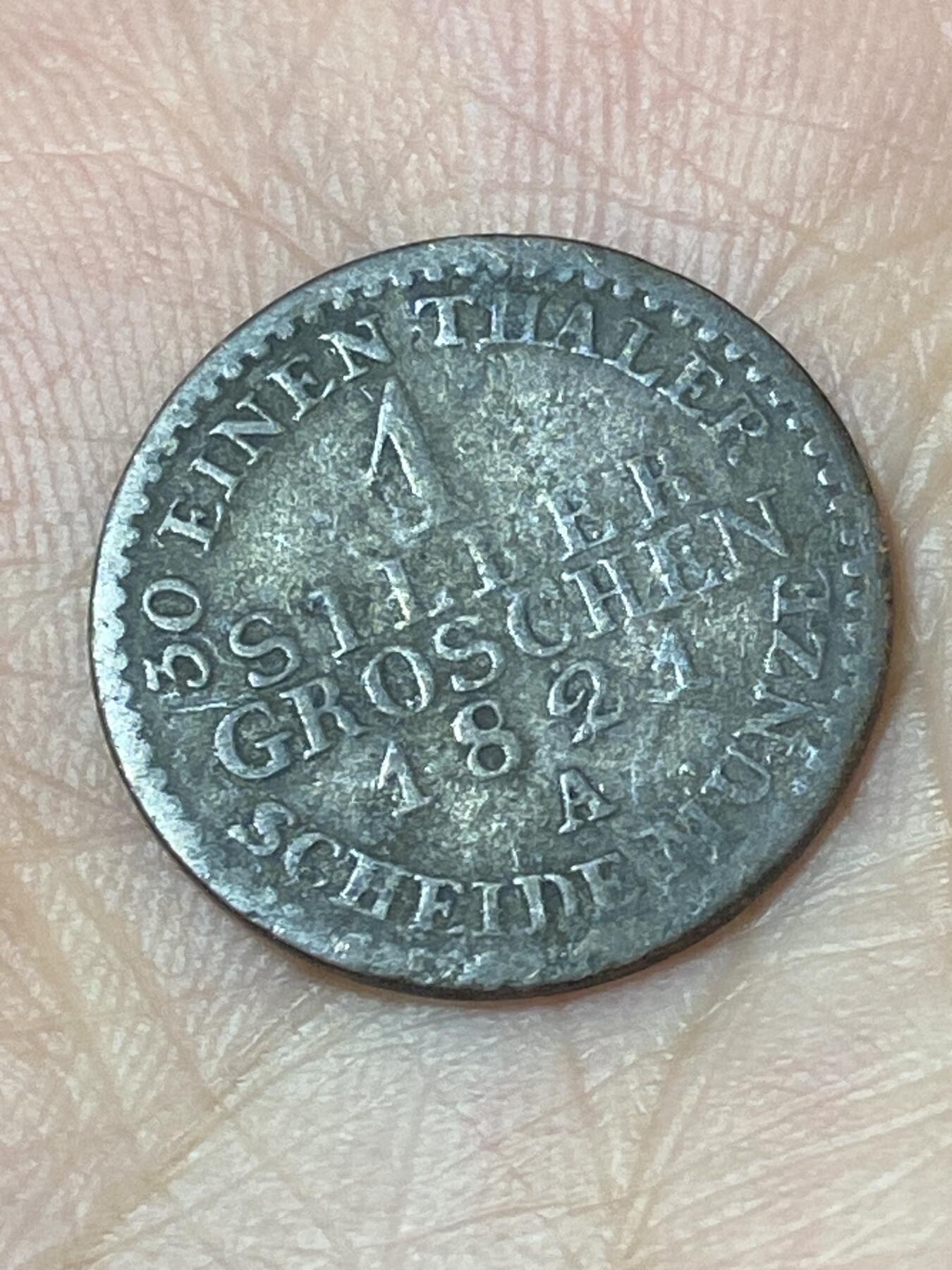 2026年第二十五场(总第一百九十四场）外国好品散币场(免佣金) 德意志邦国–普鲁士王国1821年1格罗申银币(弗里德里希·威廉三世时期，第一版A标柏林造，222银)