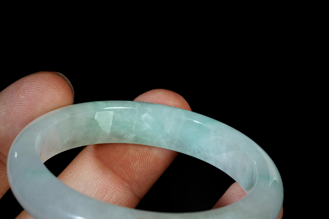 上海都达杂项专场三十一【全场包邮】  天然 冰种飘花翡翠手镯89-47