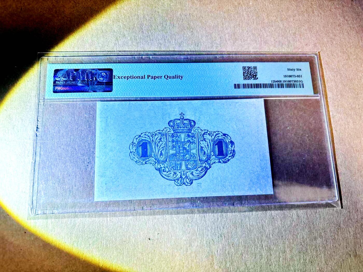 【Blue Auction】世界纸币精拍第787期——18级TOP拍卖/信誉/品质/专业/高效💫  丹麦早期 1916年1克朗 PMG66EPQ 