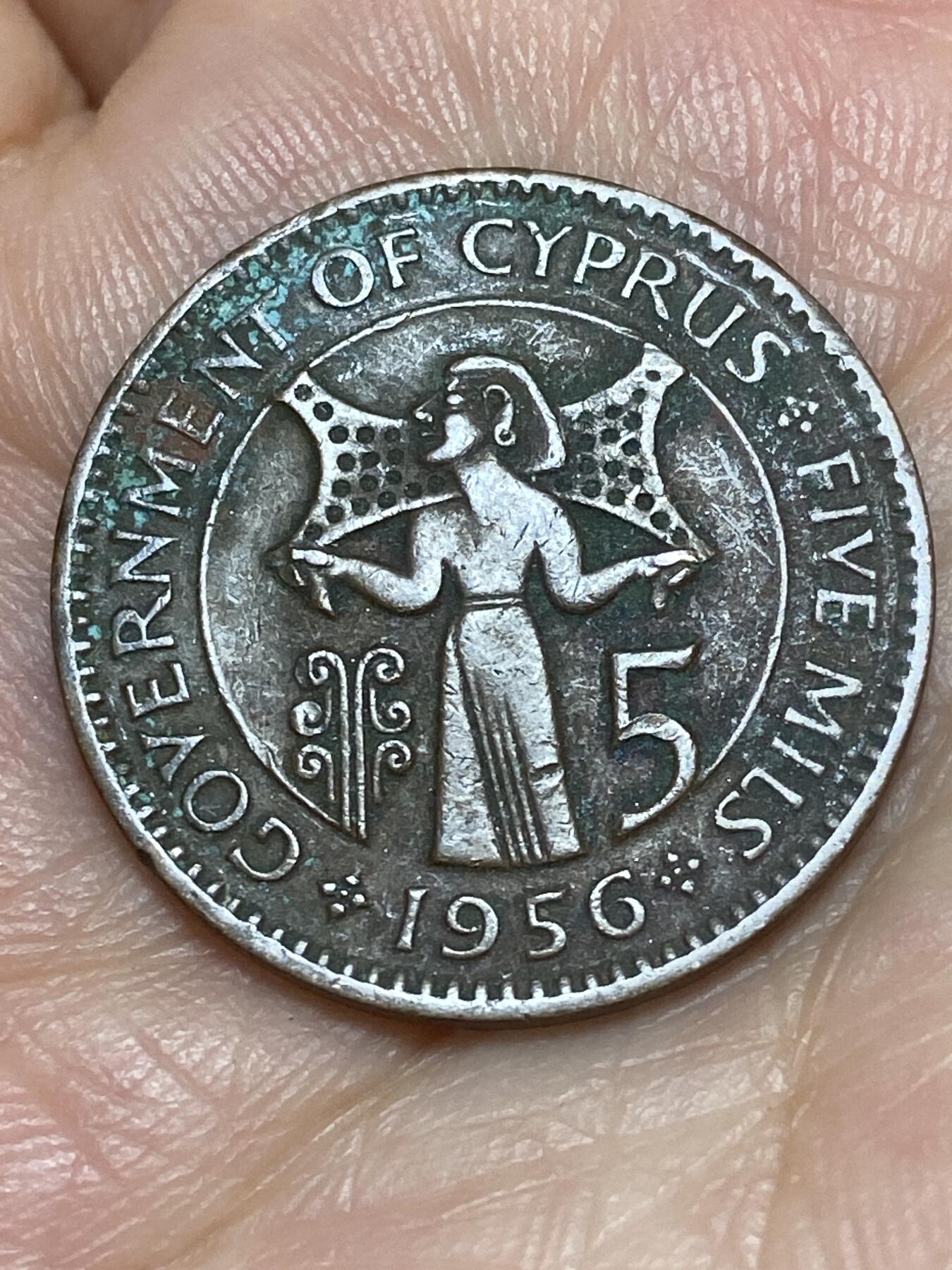 2026年第二十六场(总第一百九十五场）外国好品散币场(免佣金) 少见年份–英属塞浦路斯1956年5米尔(伊丽莎白二世青年带冠，关门年仅发行2年)