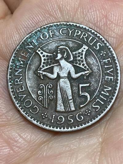 2026年第二十六场(总第一百九十五场）外国好品散币场(免佣金) - 少见年份–英属塞浦路斯1956年5米尔(伊丽莎白二世青年带冠，关门年仅发行2年)