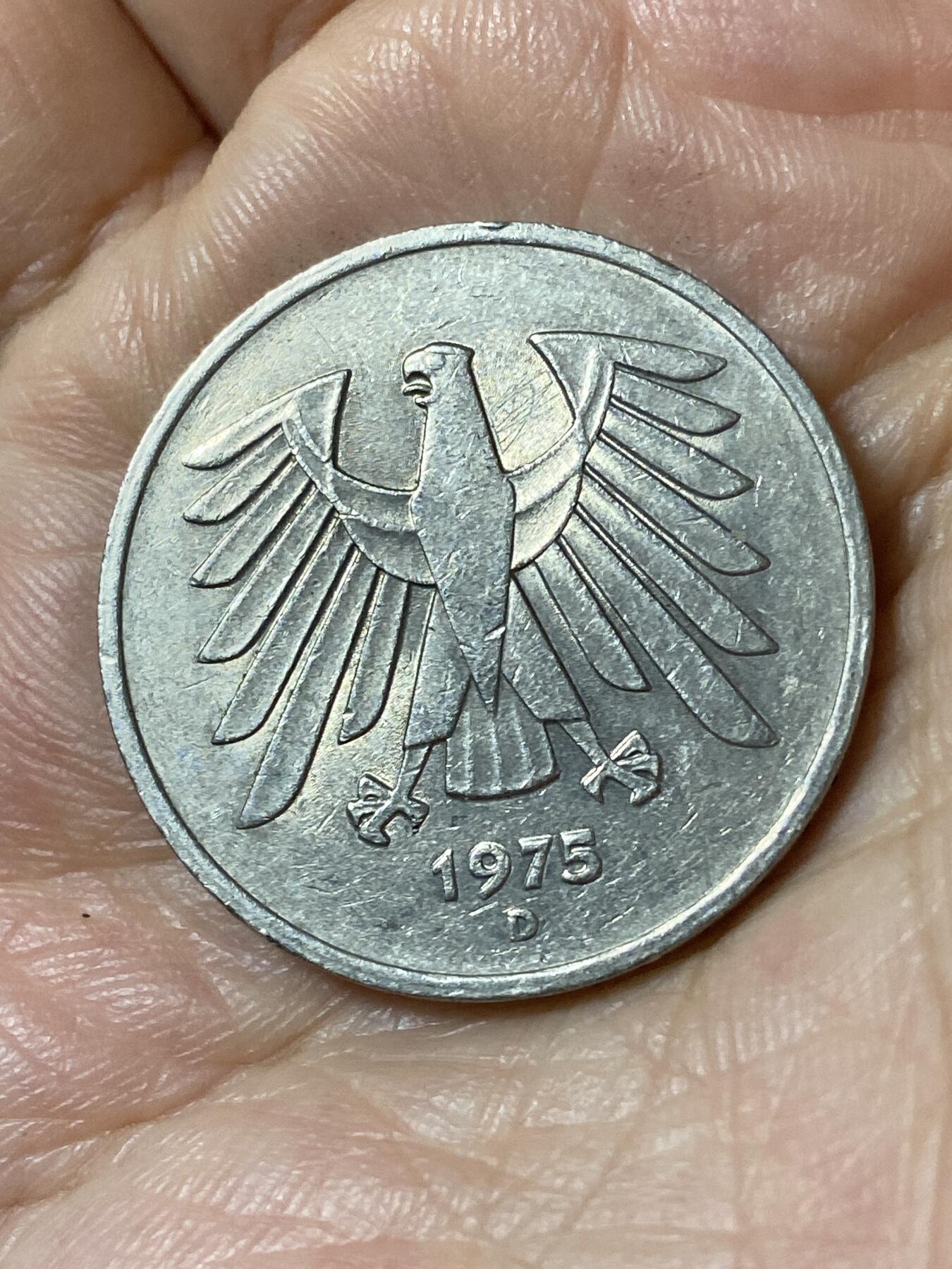 2026年第二十五场(总第一百九十四场）外国好品散币场(免佣金) 德国🇩🇪1975年5德国马克(D标，慕尼黑造)