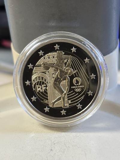 第191期拍卖 - 法国2022年巴黎2024夏季奥运会2欧精制版纪念币，8.5克，发行10000枚