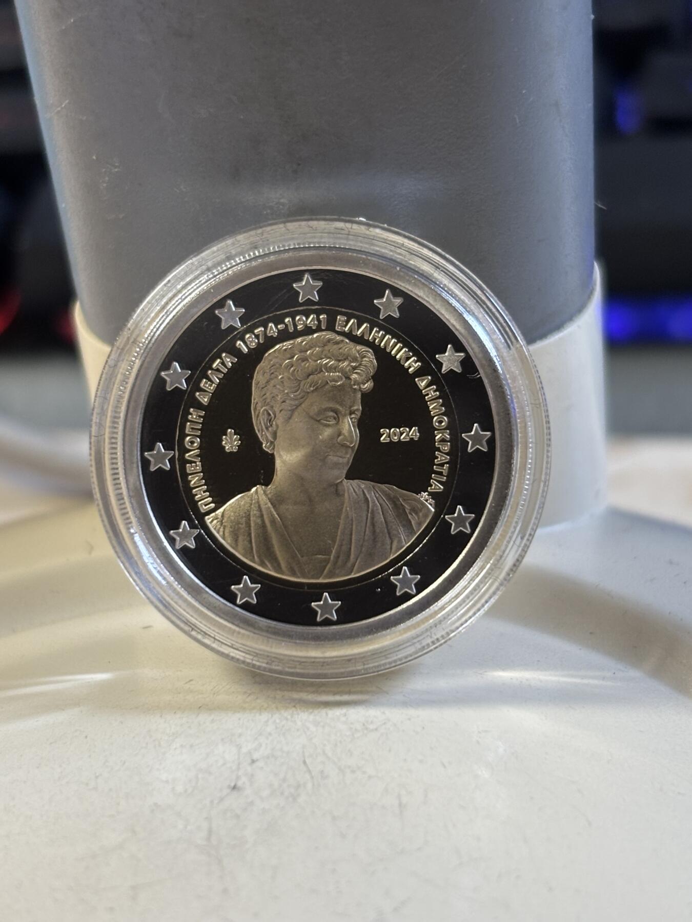 第191期拍卖 希腊2024年佩内洛普 德尔塔150周年2欧精制纪念币，8.5克，发行3500枚