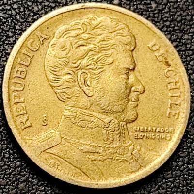 泉币菌-第192场- 除夕专场-新年快乐 本场拍品多 请提前出价（年后发货） - 智利1993年10比索铝青铜币 独立战争领袖奥希金斯 21MM 