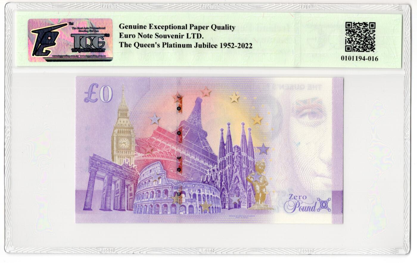 PThappally收藏第55次拍卖，英联邦地区硬币纸币  2022  英国  0英镑纪念钞（女王白金禧年版）签名为 Richard Faille, Pick: GBAE-2022-1 TQG 67 GEPQ Superb Gem UNC