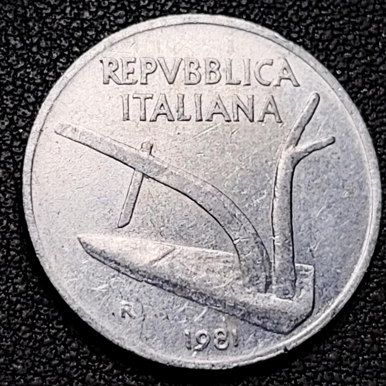 泉币菌-第192场- 除夕专场-新年快乐 本场拍品多 请提前出价（年后发货） 1981年 意大利 10里拉铝币 麦穗古犁 23.2mm