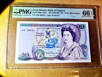 【Blue Auction】世界纸币精拍第787期——18级TOP拍卖/信誉/品质/专业/高效💫  - 【无47】英国 D序列 1984-88年20镑 PMG66EPQ 