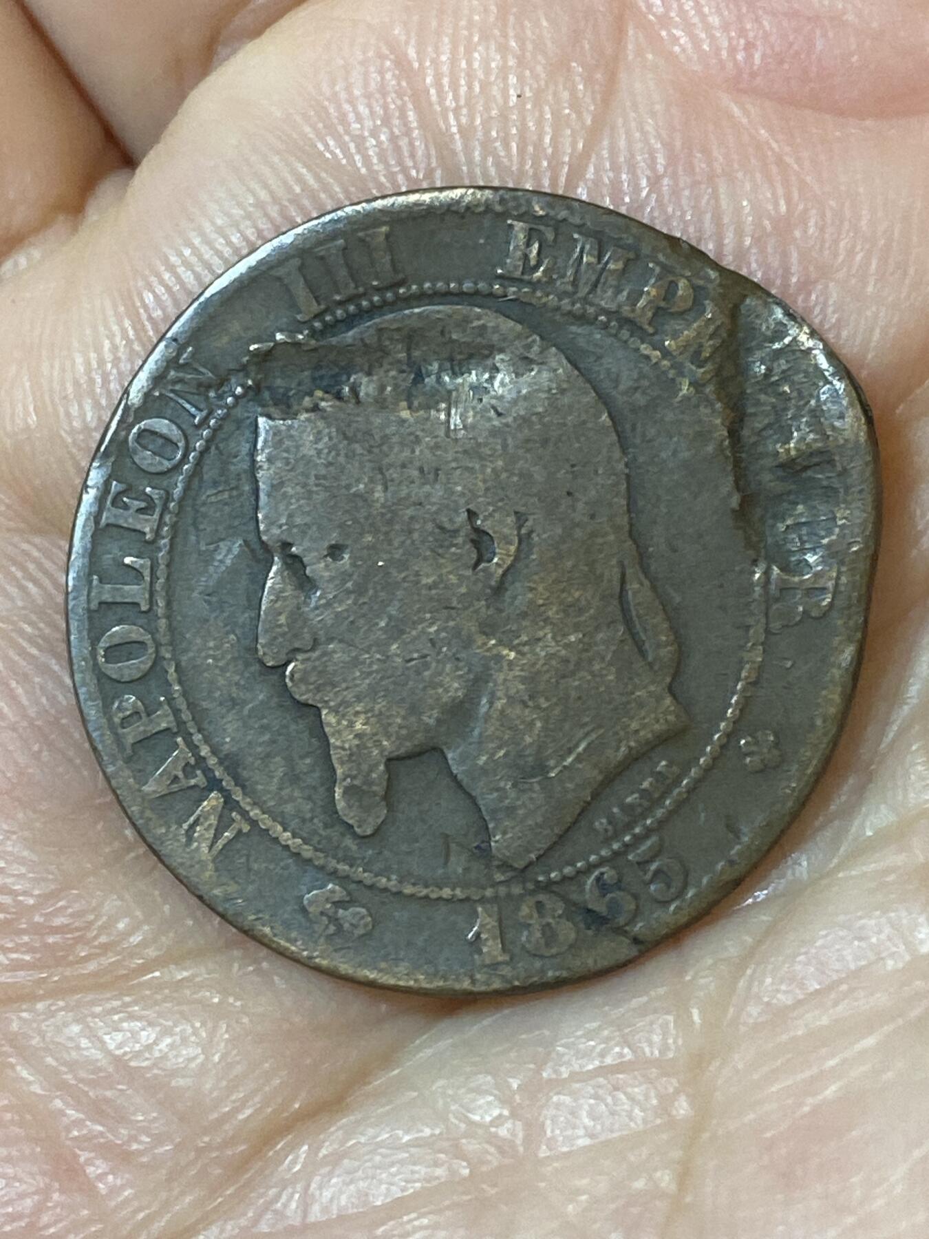 2026年第二十五场(总第一百九十四场）外国好品散币场(免佣金) 有伤–法兰西第二帝国1865年5生丁(拿破仑三世第二版，BB标斯特拉斯堡造)