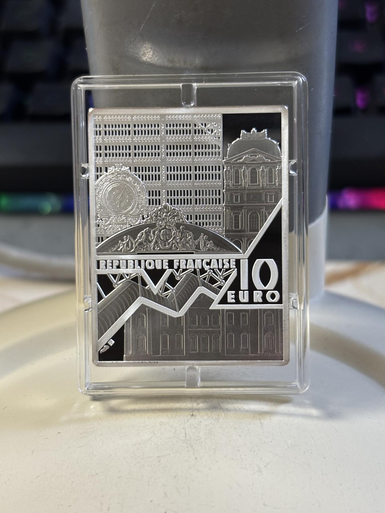 第191期拍卖 法国2022年博物馆的杰作系列莫奈睡莲矩形纪念银币，925银，22.2克，发行3000枚