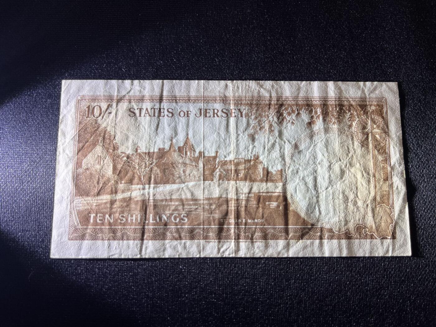 世界各国纸币拍卖 泽西岛 1963年10先令 实物图