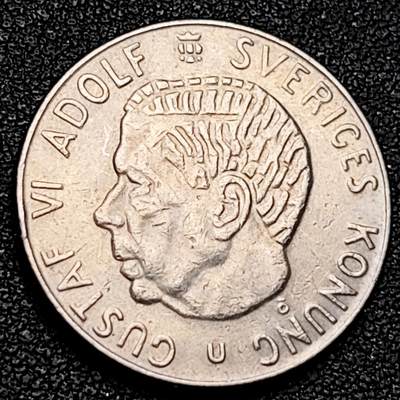 泉币菌-第192场- 除夕专场-新年快乐 本场拍品多 请提前出价（年后发货） - 瑞典1973年1克朗铜镍币，古斯塔夫六世国王，25mm